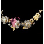 Tiara Ti003 aurie pentru mirese cu crystale si perle